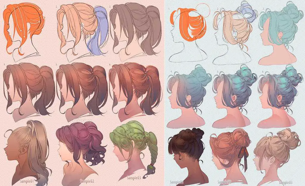 Girl hairstyles drawing reference 26
