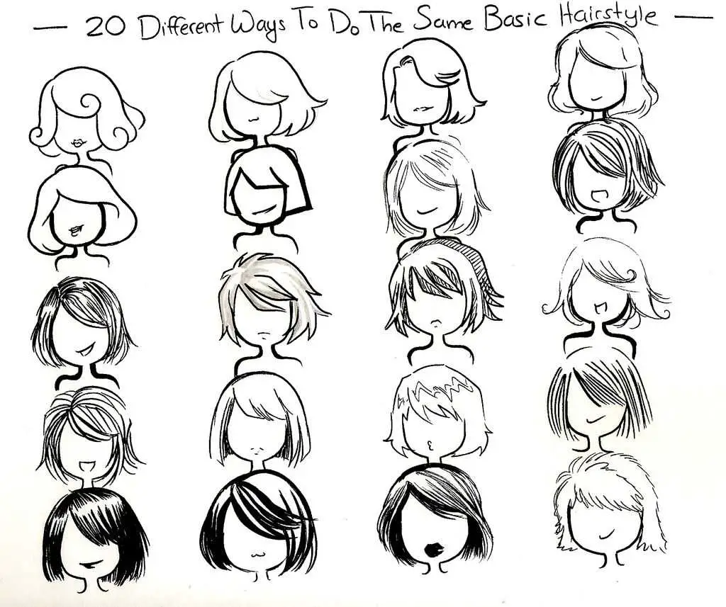 Girl hairstyles drawing reference 31