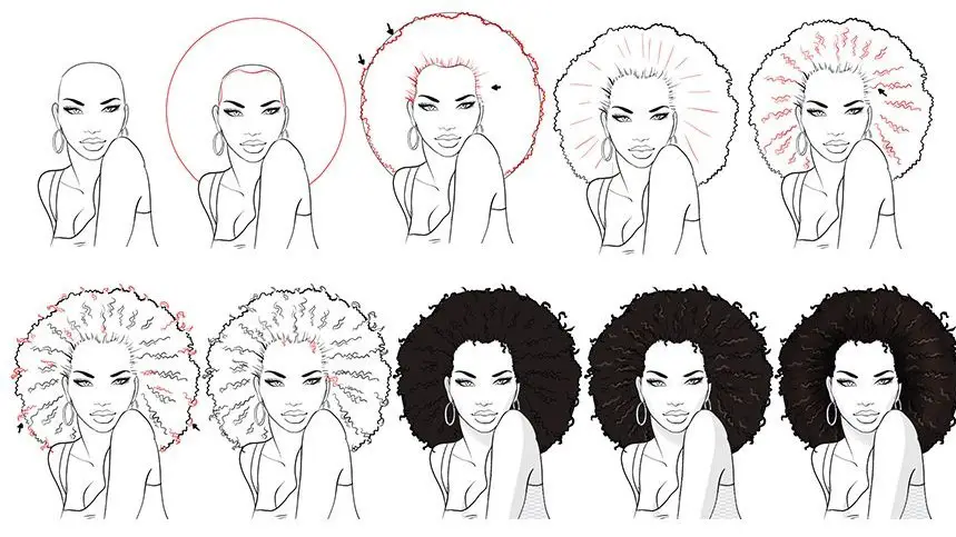 Afro Drawing Reference 1