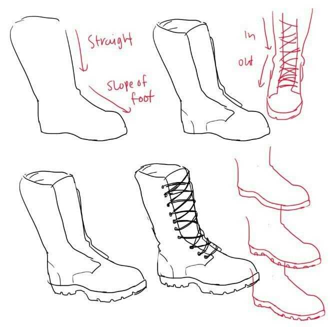 Anime Combat Boots Drawing 8