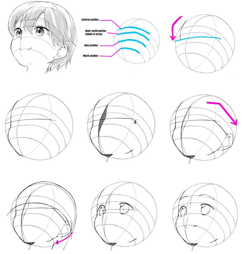 anime head reference anime head reference male anime head reference female anime head base anime head sketch anime face angles reference 8