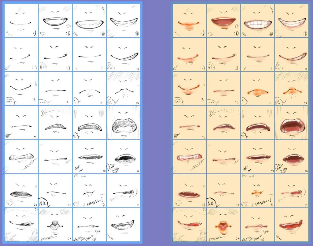 Anime Mouth Reference Anime Lip Reference Drawing Anime Mouth Tutorial 2 1024x804