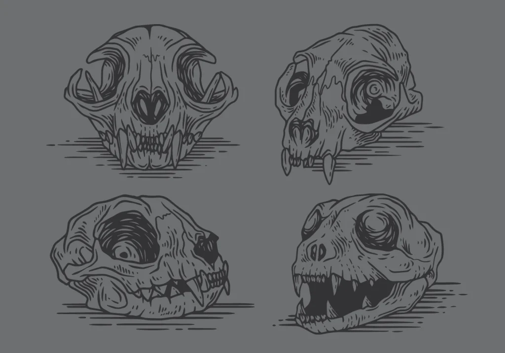 Cat Skull Drawing 20 1024x717