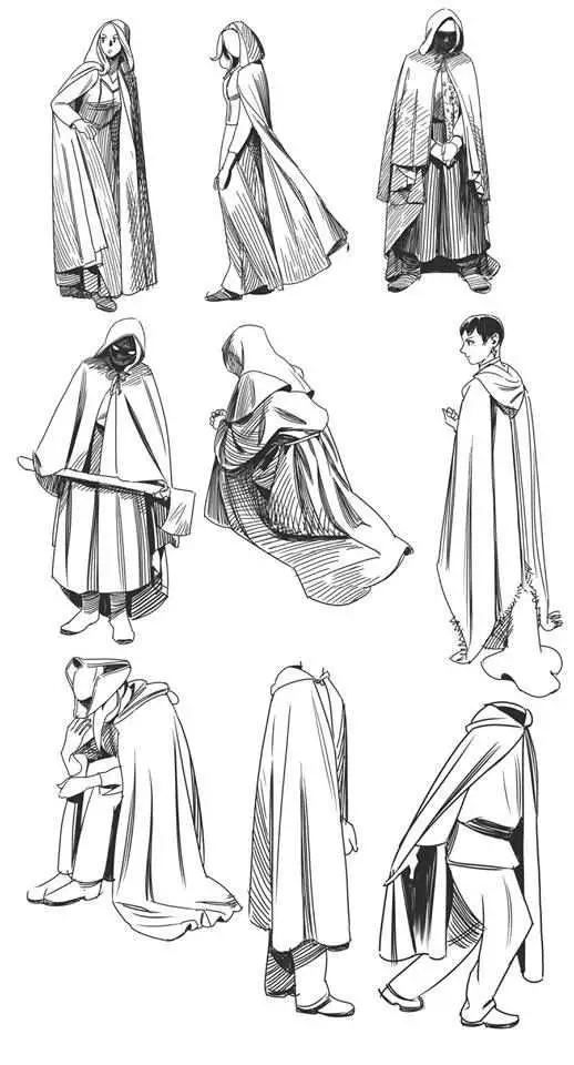 Cloak Hood Drawing Reference 15