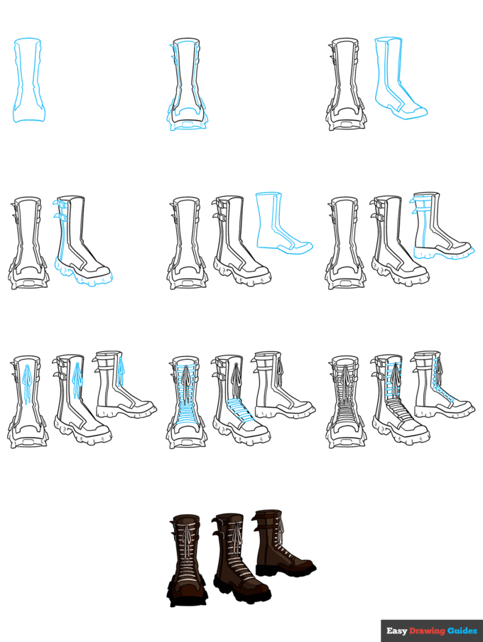 Combat Boots Drawing 6