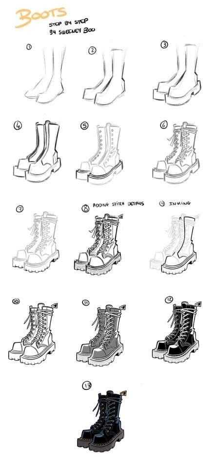 Combat Boots Drawing Reference 2