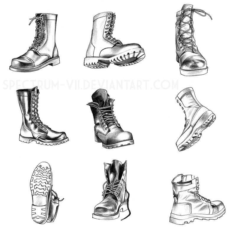 Combat Boots Drawing Reference 5