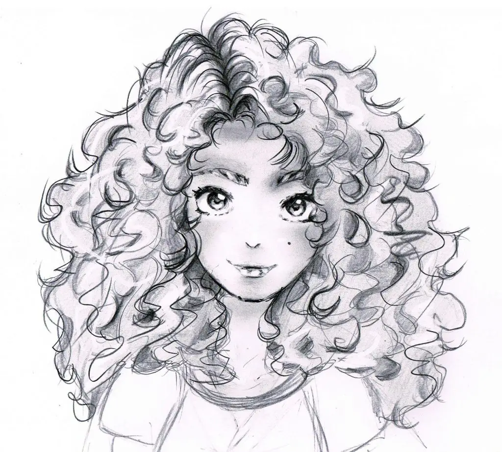 Curly Hair Drawing Reference 16 1024x922