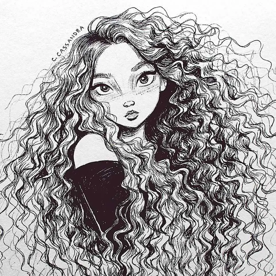Curly Hair Drawing Reference 3