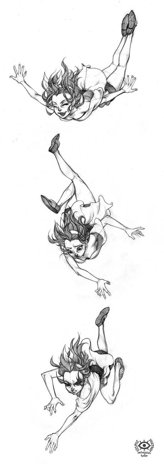 Falling Pose Reference Drawing and Sketch Collection for Artists Art