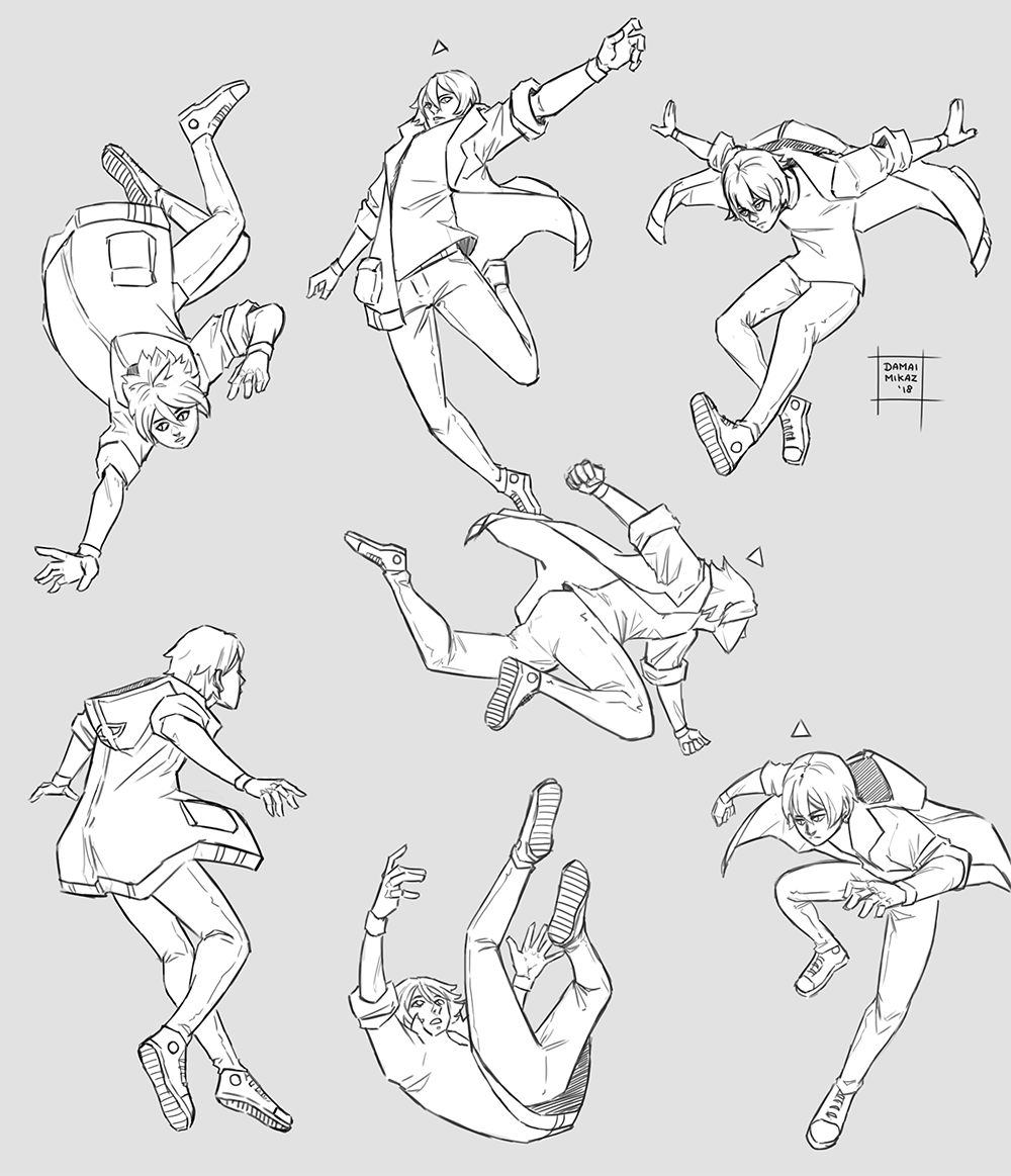 Falling Pose Reference Drawing and Sketch Collection for Artists Art