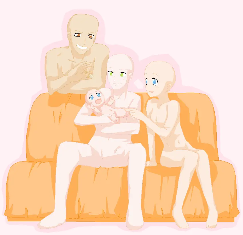 Family Pose Reference Drawing 3