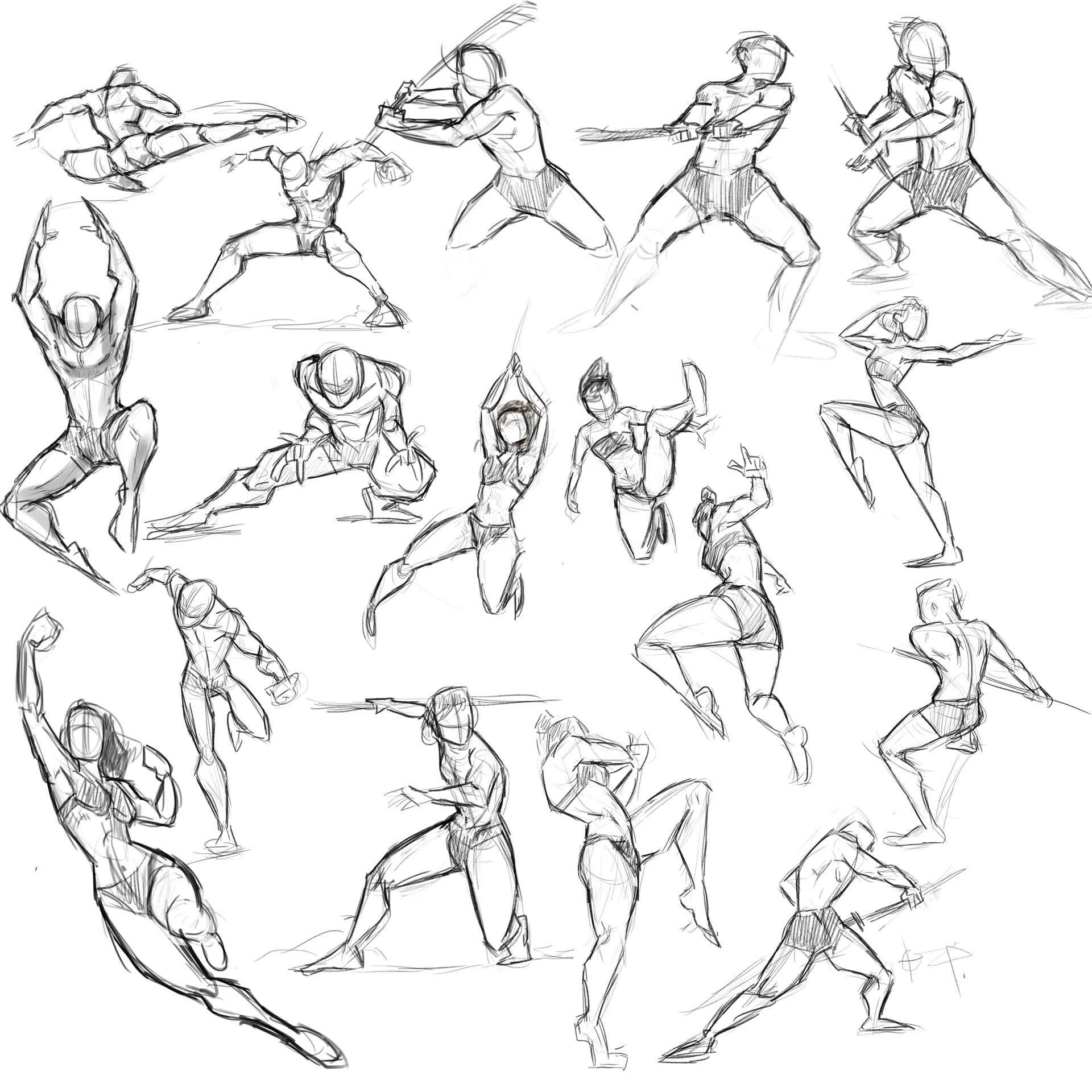 Female Fighting Pose Reference: Drawing & Sketch Collection for Artists ...