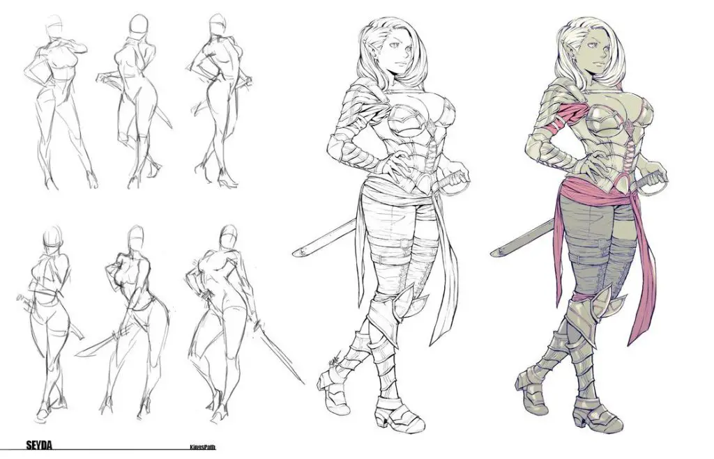 Female Fighting Poses Drawing Reference 1 1024x659