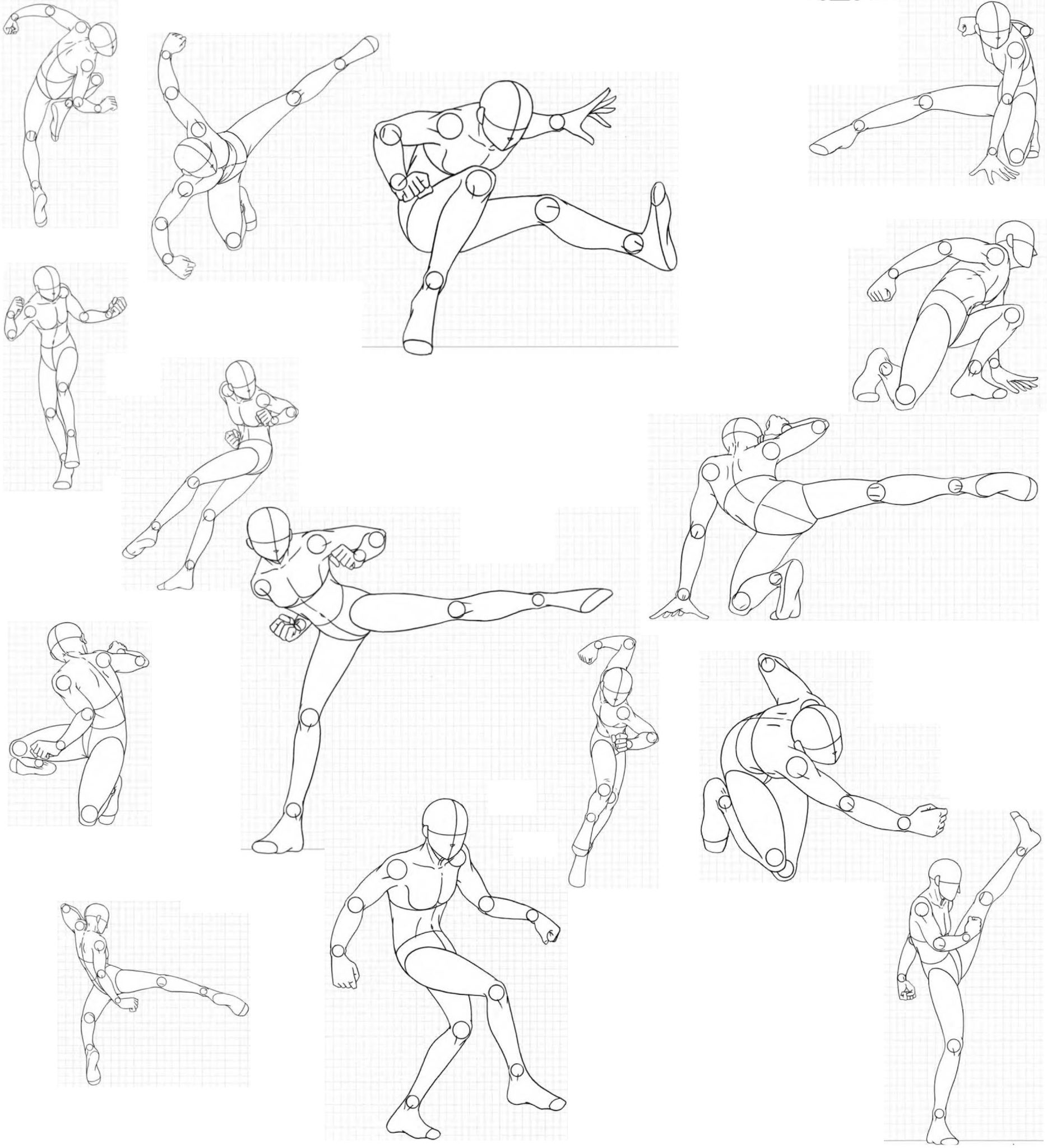 Female Fighting Pose Reference Drawing & Sketch Collection for Artists