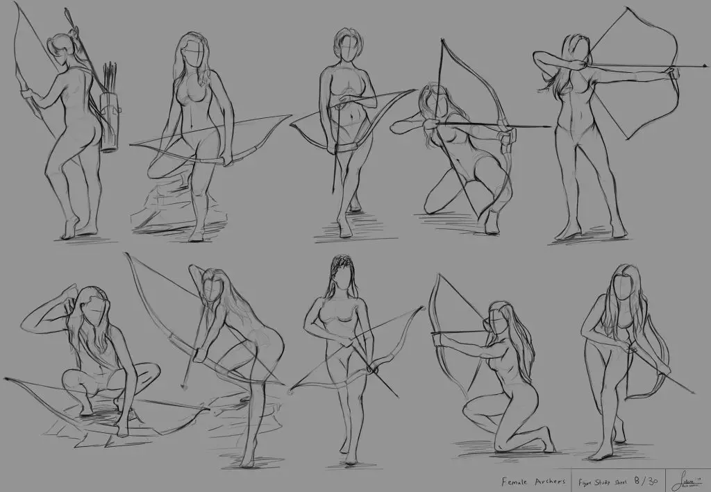 Female Fighting Poses Drawing Reference 2 1024x709