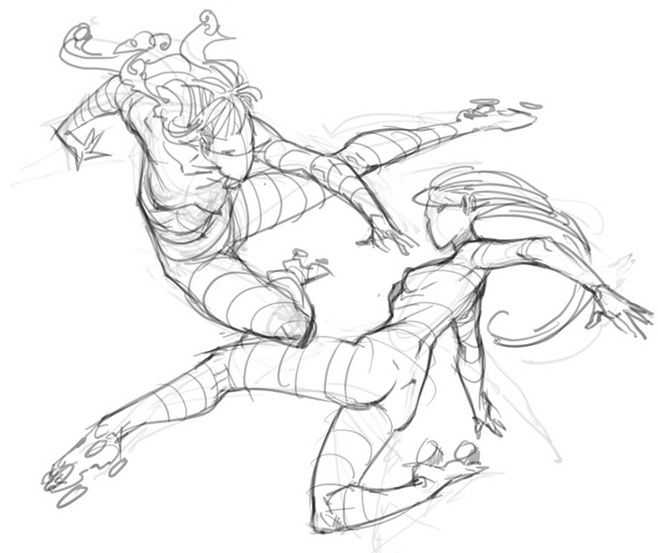 Female Fighting Poses Drawing Reference 4
