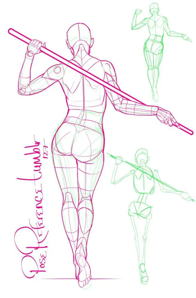 Female Fighting Poses Drawing Reference 7