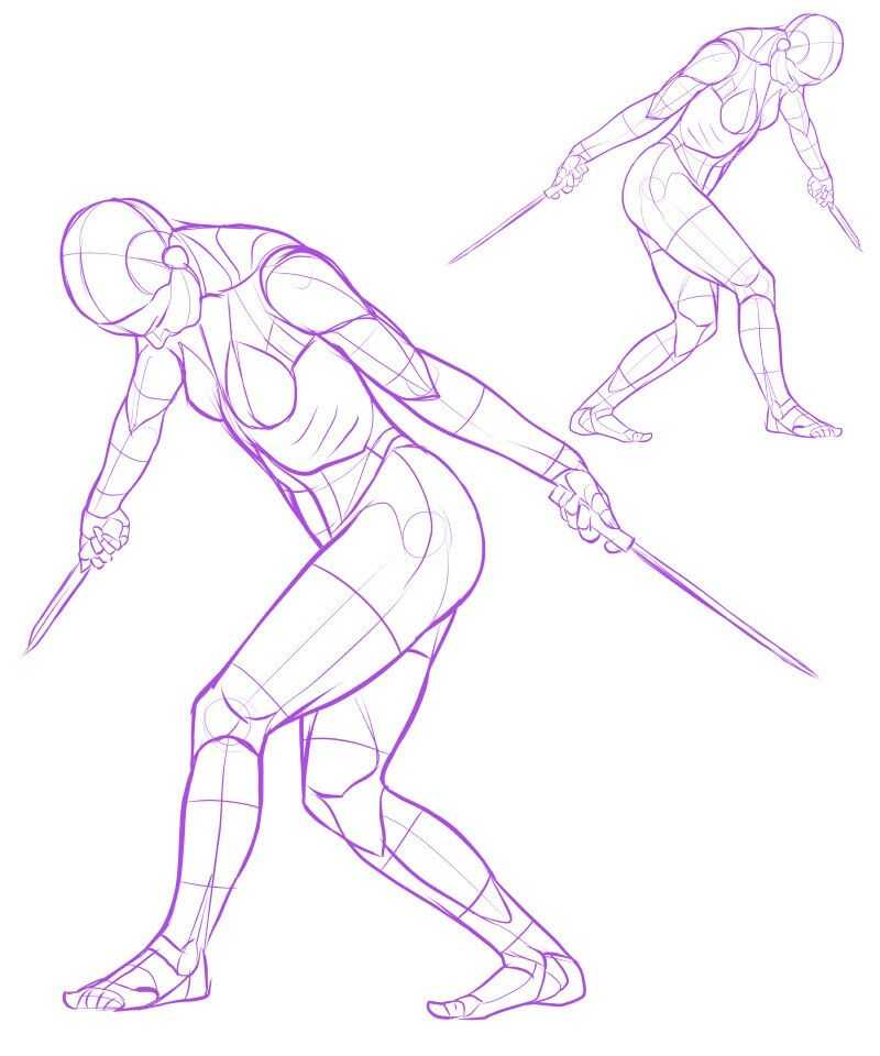 Female Fighting Poses Drawing Reference 8