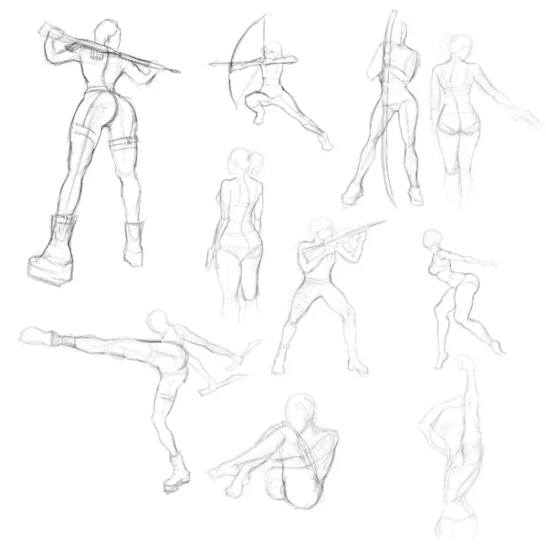 Female Fighting Pose Reference: Drawing & Sketch Collection for Artists ...