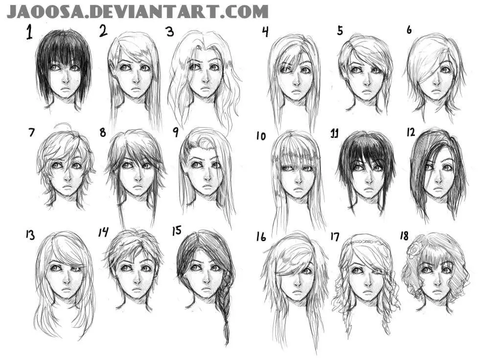 female hairstyles drawing reference 11
