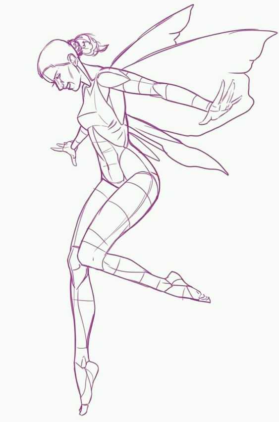 Flying Pose Reference Drawing 6