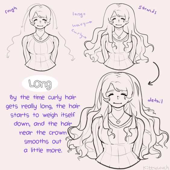 Long Hair Drawing Reference 4