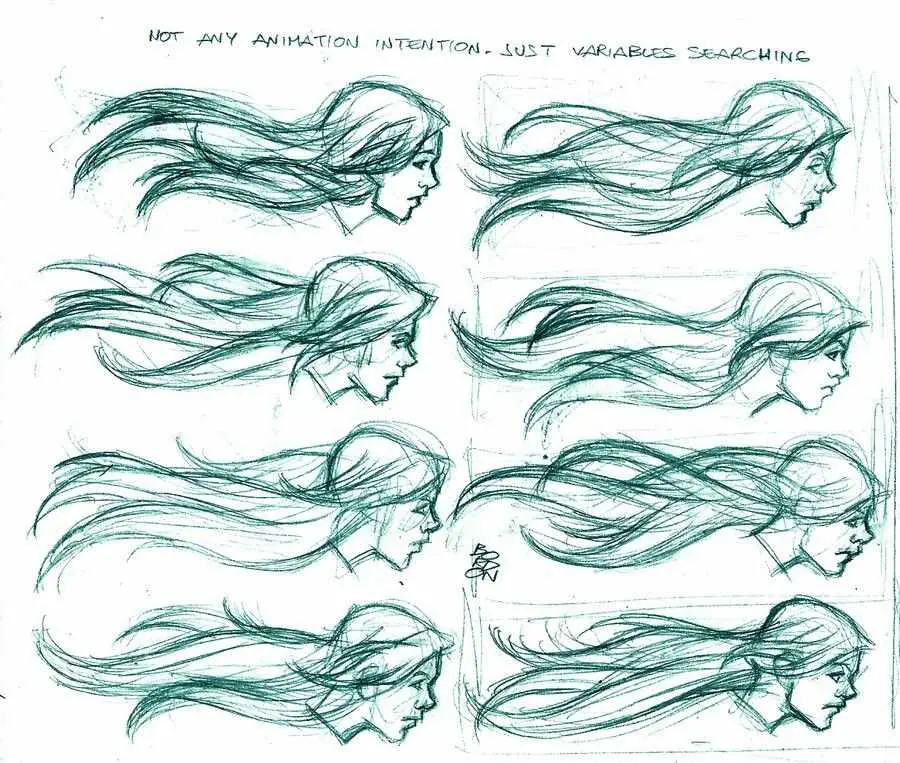 Long Hair Drawing Reference 7