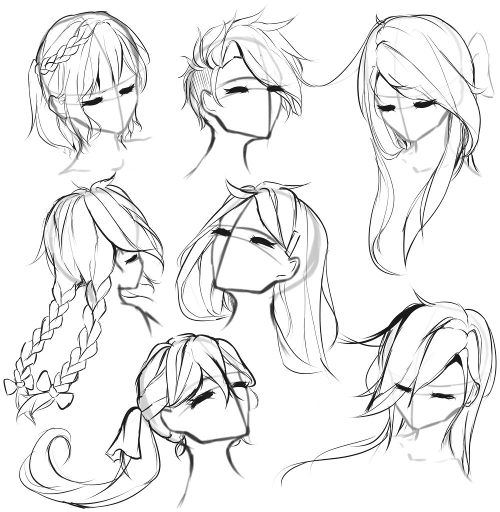 Long Hair Drawing Reference 9 1000x1024