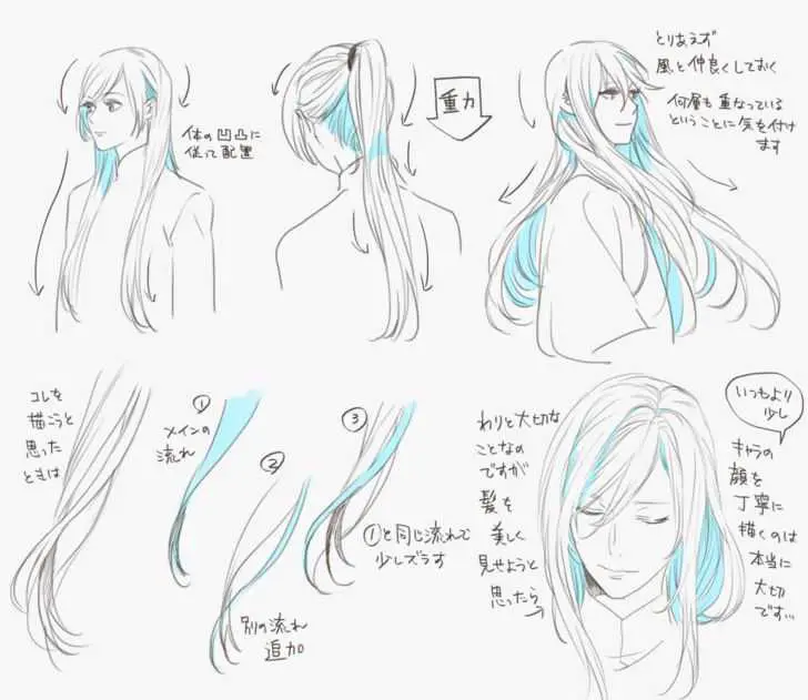 Male Long Hair Drawing Reference 1