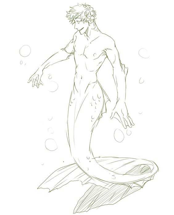 Male Mermaid Drawing Reference 18