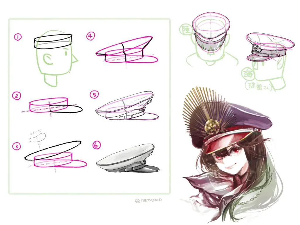Military Hat Drawing 25 1024x768