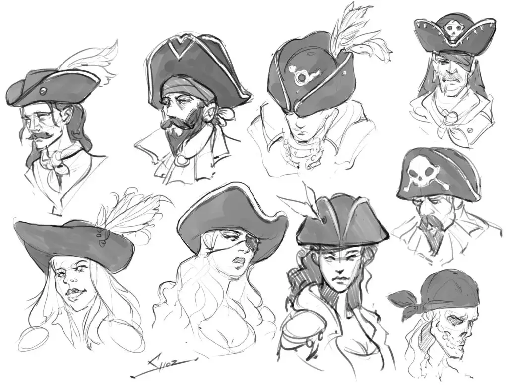 Pirate Hat Drawing Reference 32 1024x776