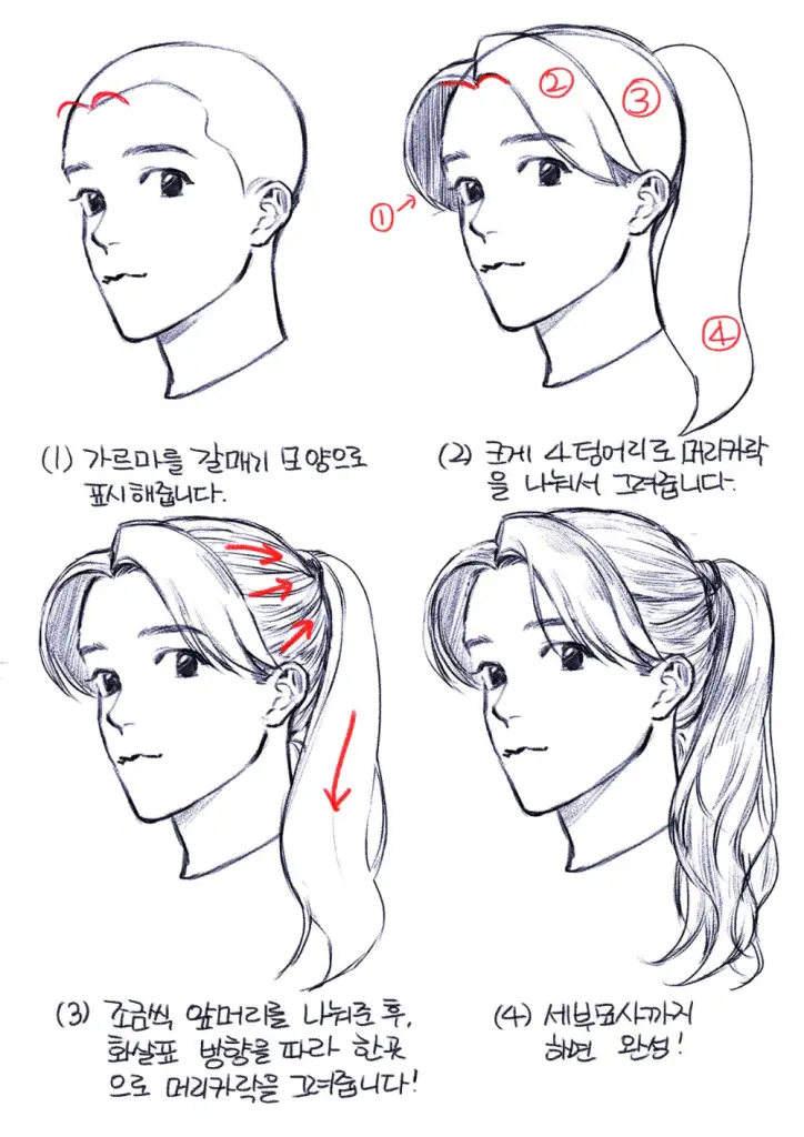 Ponytail Drawing Reference 13 724x1024