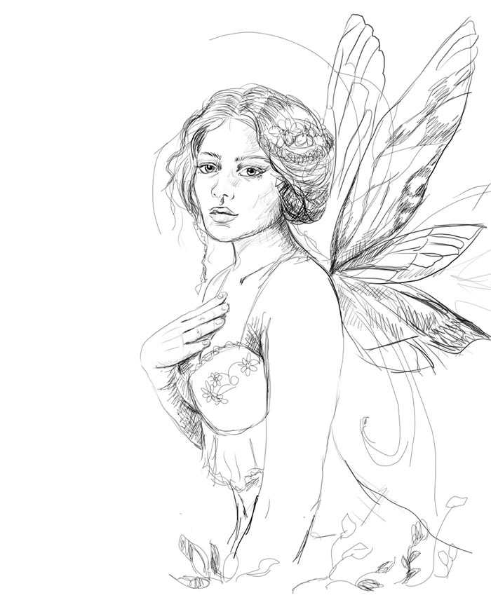 Realistic Fairy Drawing 26