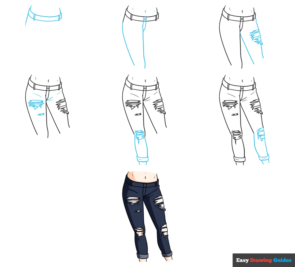 Ripped Jeans Drawing 20 1024x928