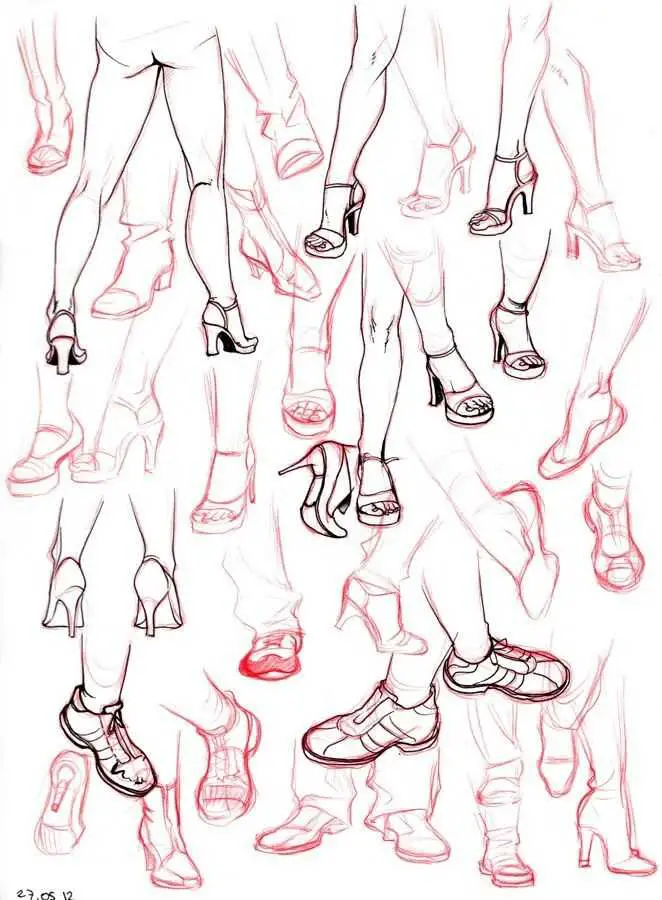 Shoes Drawing Reference Front 24