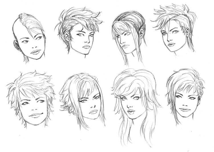 Short Hair Styles Drawing Reference 8