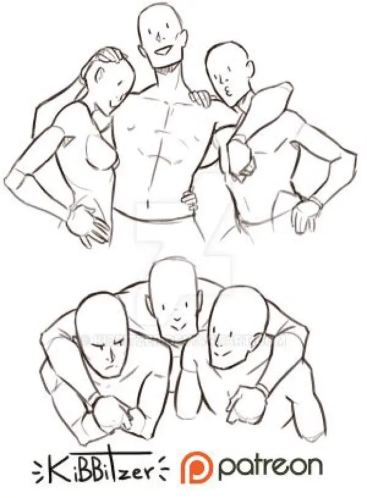 Squad Group Poses Drawing Reference 12