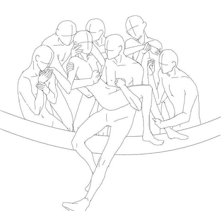 Squad Group Poses Drawing Reference 13