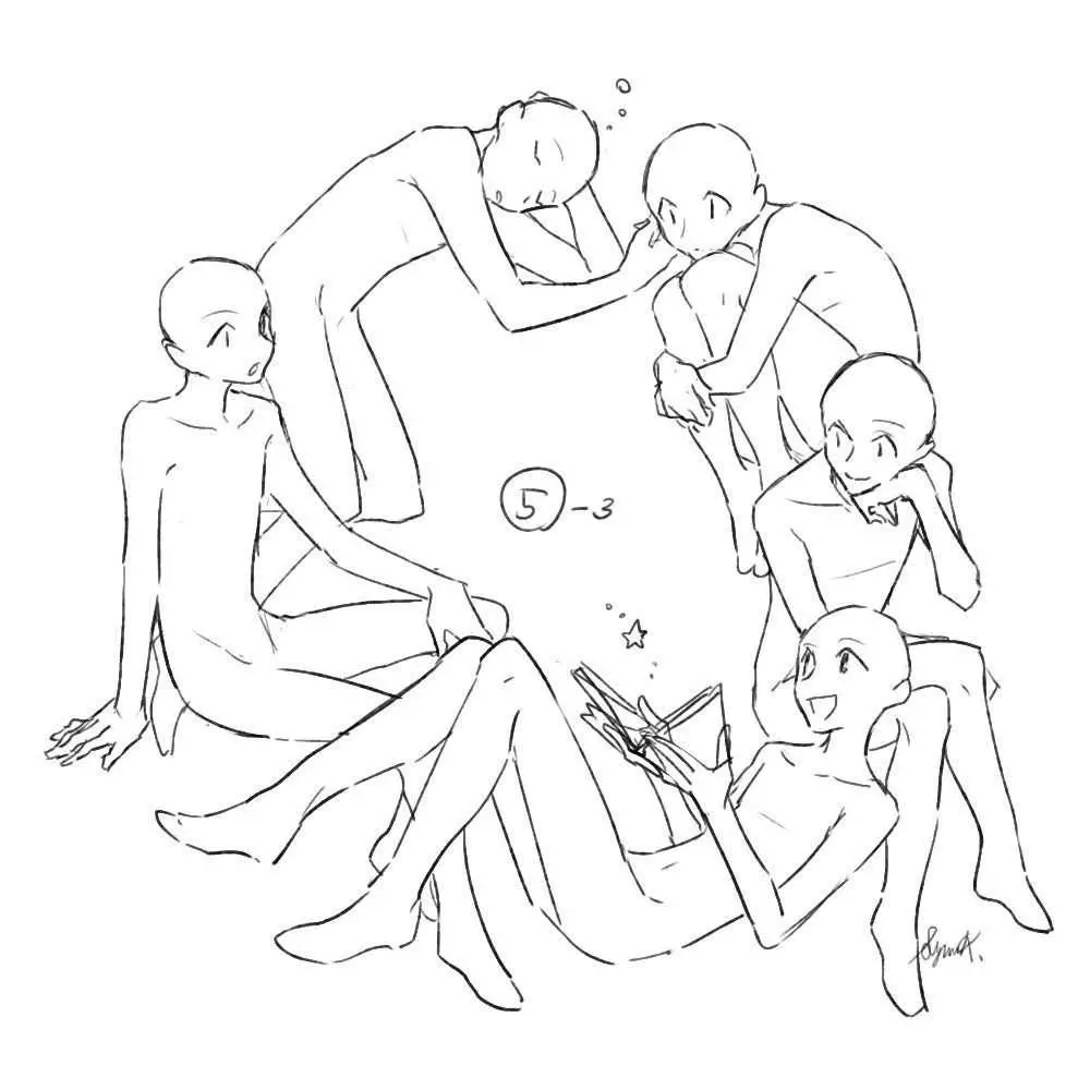 Squad Group Poses Drawing Reference 16