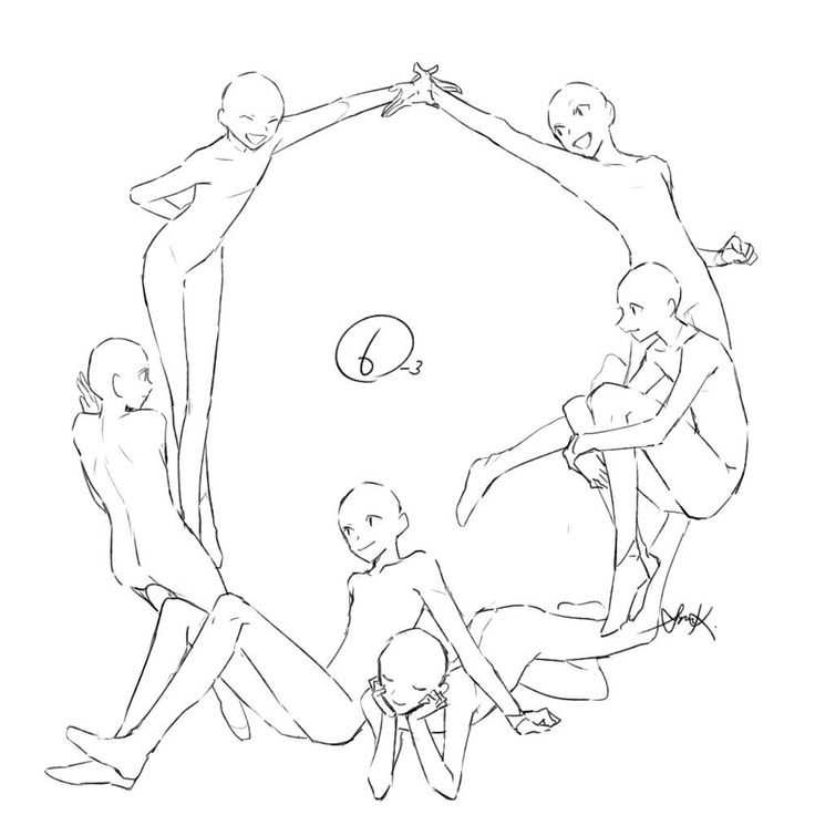 Squad Group Poses Drawing Reference 19