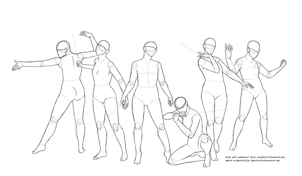 Squad Group Poses Drawing Reference 2