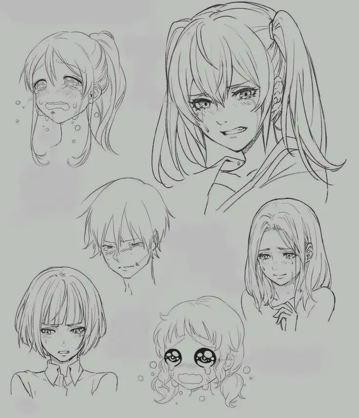 Anime Crying Drawing 6