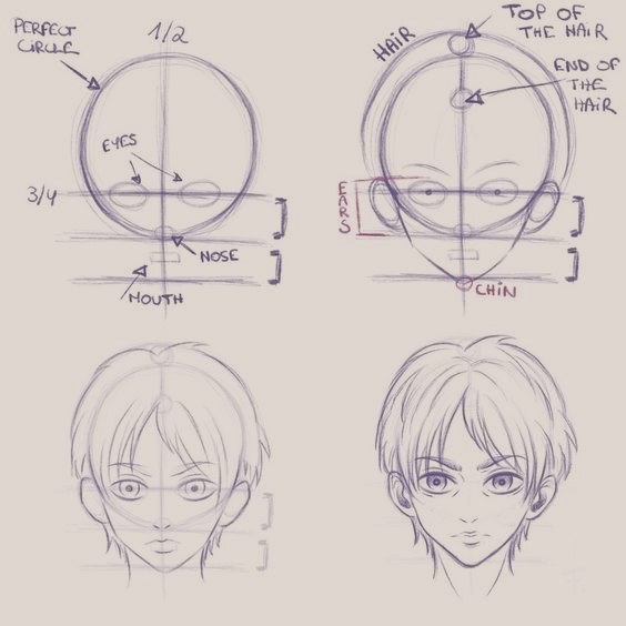 Anime Male Face Drawing 16