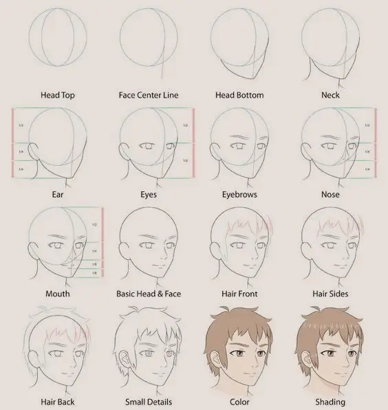 Anime Male Face Drawing 19