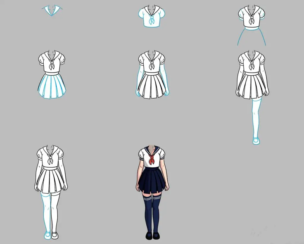 Anime Uniform Drawing 13 1024x824