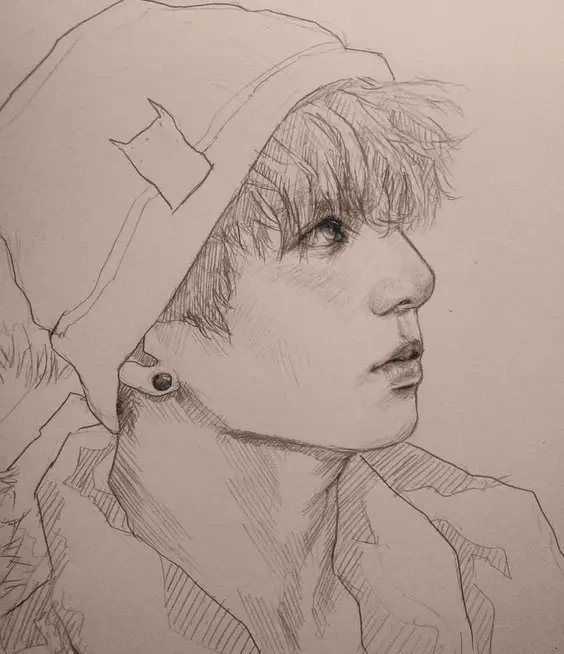 Bts In Beanie Drawing 25