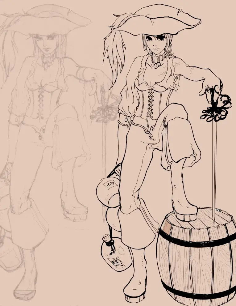 Female Pirate Drawing 2