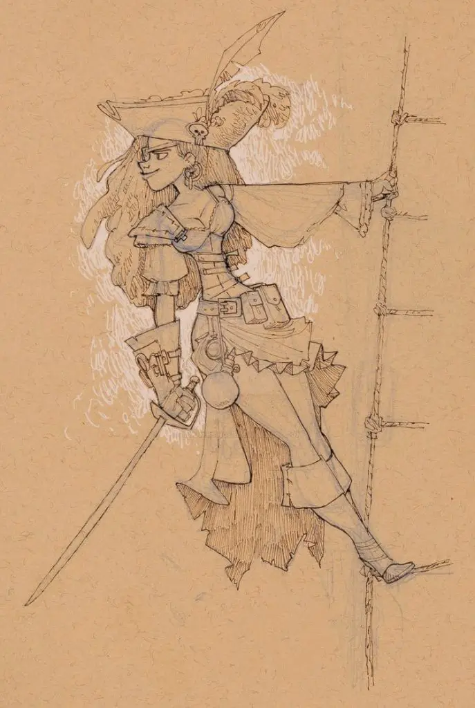 Female Pirate Drawing 7 687x1024